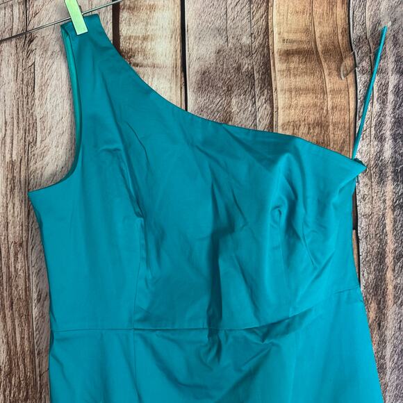 J. Crew Factory One Shoulder Teal Dress 18 NWT Cocktail Wedding Guest Event - Picture 5 of 9